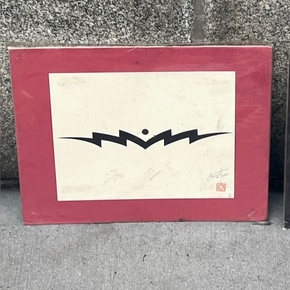 Other - Abstract Art Print with Red Border